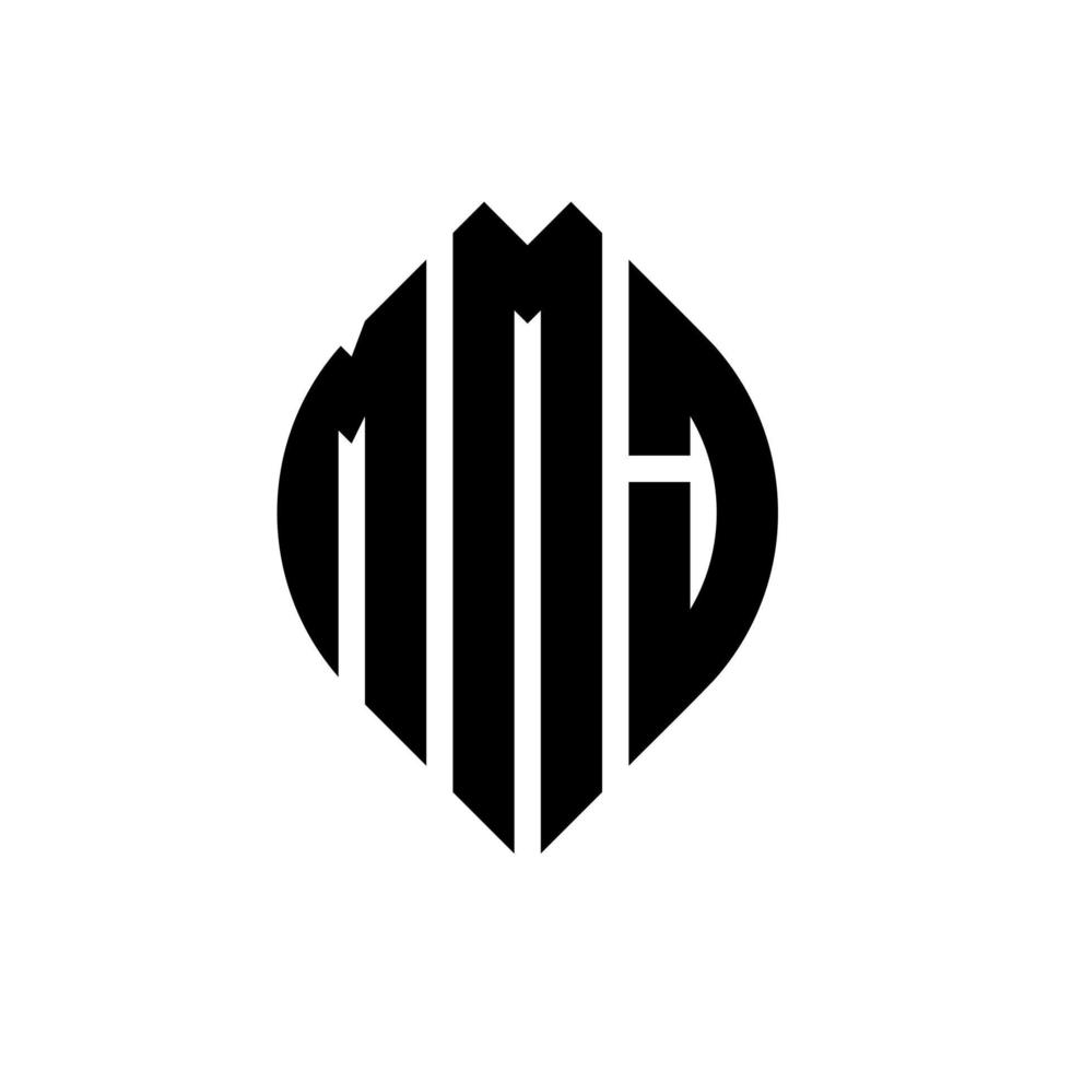 mmj cirkelbokstavslogotypdesign med cirkel- och ellipsform. mmj ellipsbokstäver med typografisk stil. de tre initialerna bildar en cirkellogotyp. mmj cirkel emblem abstrakt monogram brev märke vektor. vektor