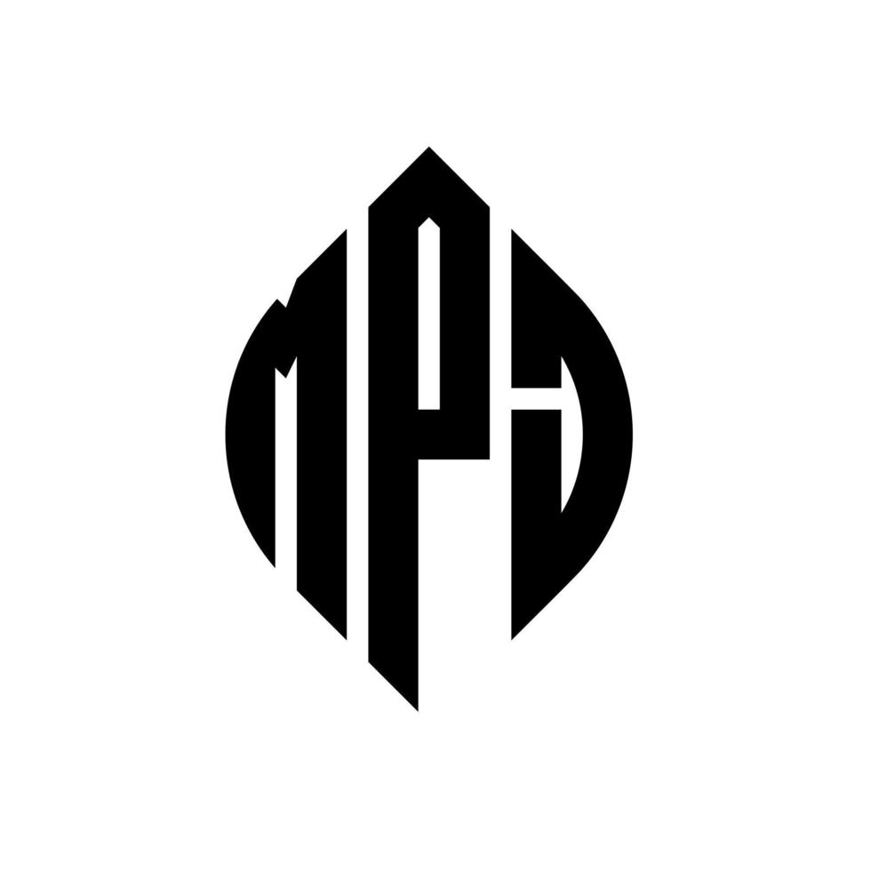 mpj-Kreisbuchstaben-Logo-Design mit Kreis- und Ellipsenform. mpj Ellipsenbuchstaben mit typografischem Stil. Die drei Initialen bilden ein Kreislogo. mpj-Kreisemblem abstrakter Monogramm-Buchstabenmarkierungsvektor. vektor