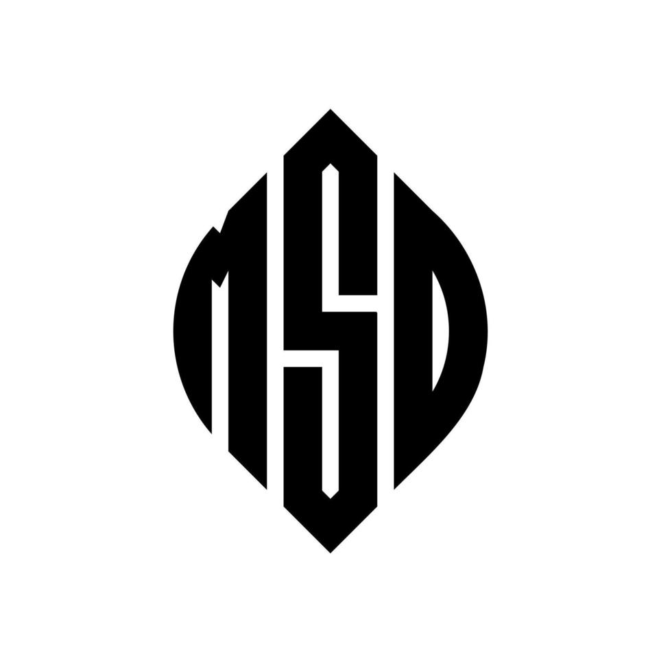msd-Kreisbuchstaben-Logo-Design mit Kreis- und Ellipsenform. msd Ellipsenbuchstaben mit typografischem Stil. Die drei Initialen bilden ein Kreislogo. msd-Kreis-Emblem abstrakter Monogramm-Buchstaben-Markierungsvektor. vektor
