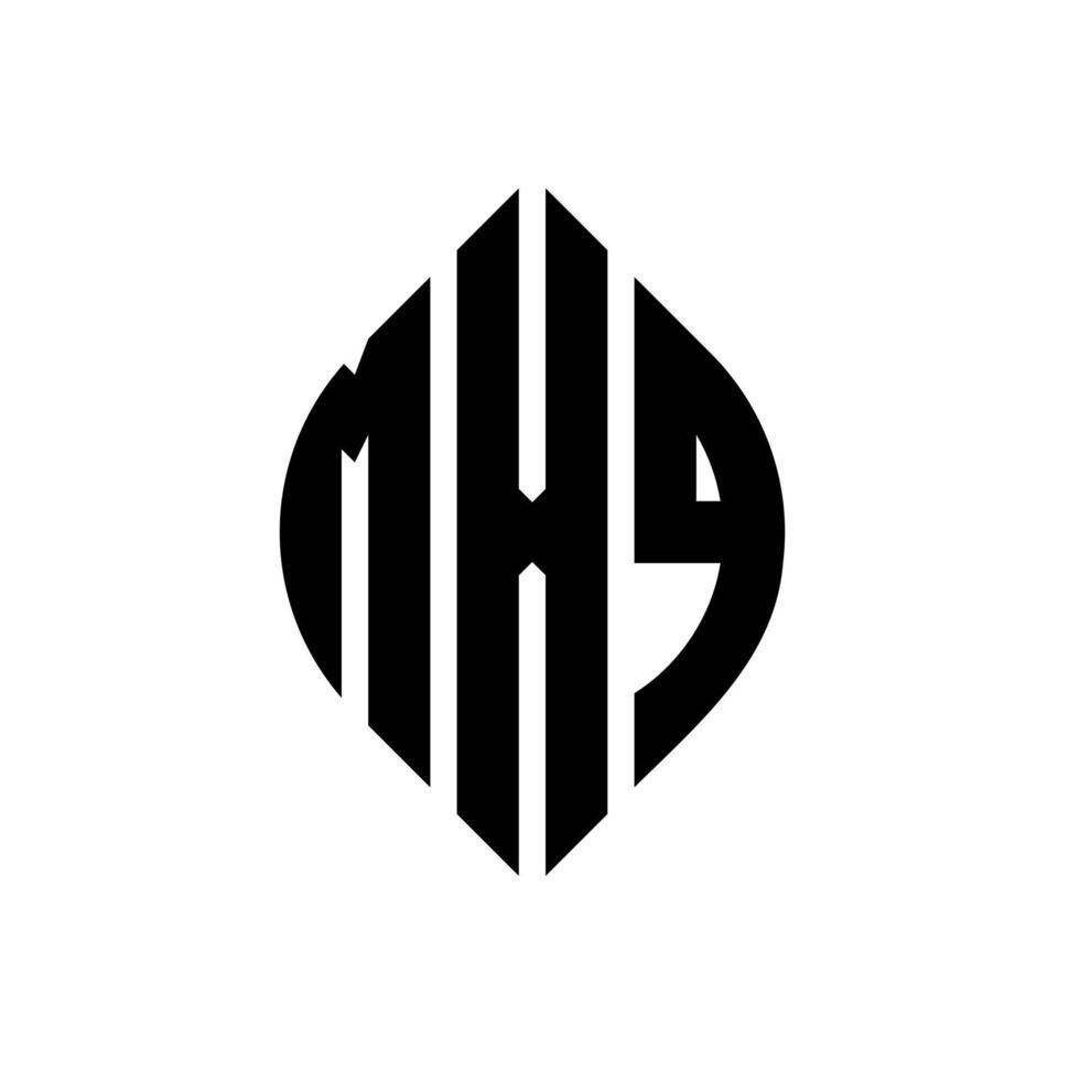 mxq-Kreisbuchstaben-Logo-Design mit Kreis- und Ellipsenform. mxq Ellipsenbuchstaben mit typografischem Stil. Die drei Initialen bilden ein Kreislogo. mxq Kreisemblem abstrakter Monogramm-Buchstabenmarkierungsvektor. vektor