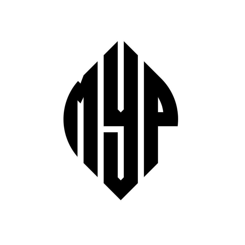 Myp Circle Letter Logo Design mit Kreis- und Ellipsenform. myp Ellipsenbuchstaben mit typografischem Stil. Die drei Initialen bilden ein Kreislogo. myp Kreisemblem abstrakter Monogramm-Buchstabenmarkierungsvektor. vektor