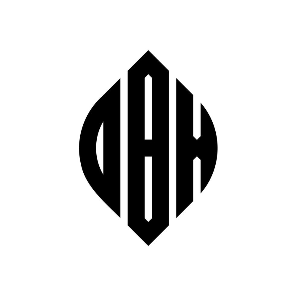 obx-Kreisbuchstaben-Logo-Design mit Kreis- und Ellipsenform. obx Ellipsenbuchstaben mit typografischem Stil. Die drei Initialen bilden ein Kreislogo. obx Kreisemblem abstrakter Monogramm-Buchstabenmarkierungsvektor. vektor
