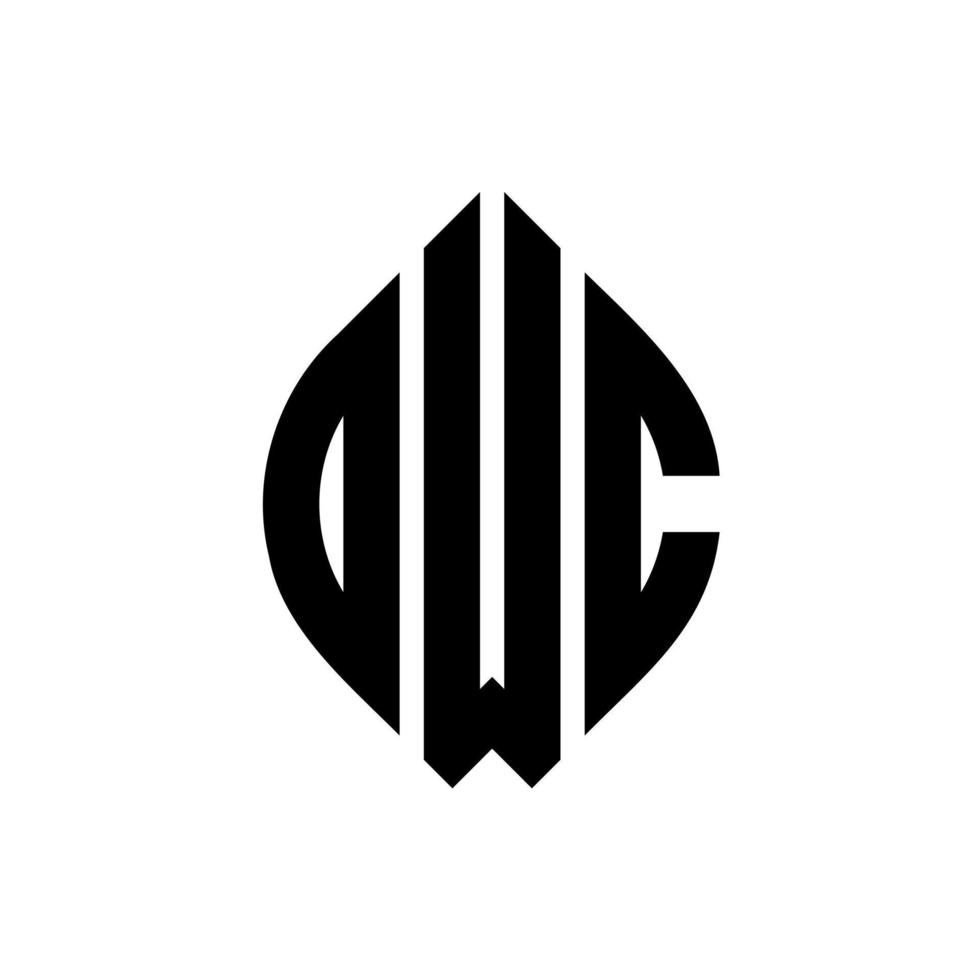 owc-Kreisbuchstaben-Logo-Design mit Kreis- und Ellipsenform. owc Ellipsenbuchstaben mit typografischem Stil. Die drei Initialen bilden ein Kreislogo. owc-Kreis-Emblem abstrakter Monogramm-Buchstaben-Markierungsvektor. vektor