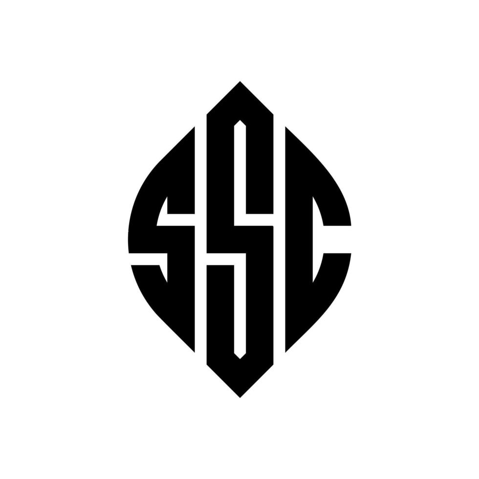 ssc cirkelbokstavslogotypdesign med cirkel- och ellipsform. ssc ellipsbokstäver med typografisk stil. de tre initialerna bildar en cirkellogotyp. ssc cirkel emblem abstrakt monogram bokstav märke vektor. vektor