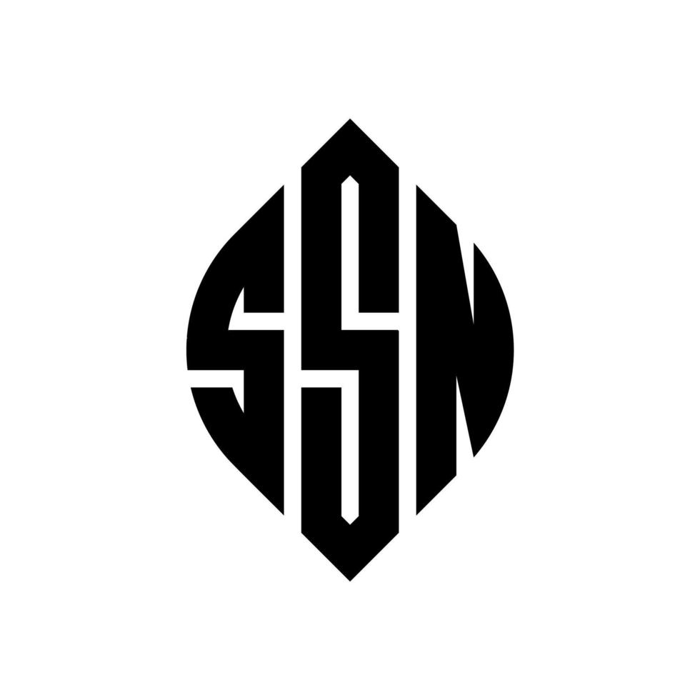 ssn-Kreisbuchstabe-Logo-Design mit Kreis- und Ellipsenform. ssn Ellipsenbuchstaben mit typografischem Stil. Die drei Initialen bilden ein Kreislogo. ssn-Kreis-Emblem abstrakter Monogramm-Buchstaben-Markierungsvektor. vektor