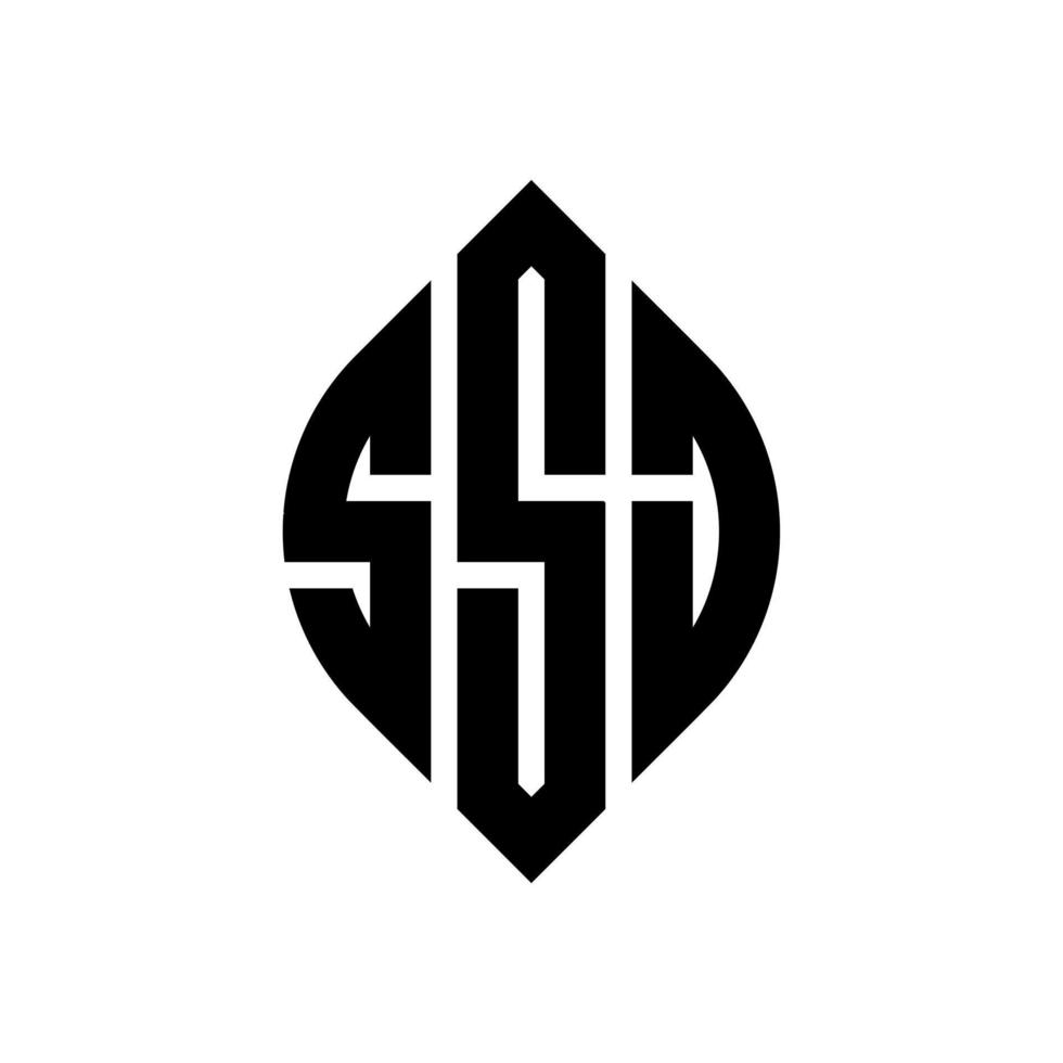 ssj-Kreisbuchstabe-Logo-Design mit Kreis- und Ellipsenform. ssj Ellipsenbuchstaben mit typografischem Stil. Die drei Initialen bilden ein Kreislogo. ssj-Kreis-Emblem abstrakter Monogramm-Buchstaben-Markierungsvektor. vektor