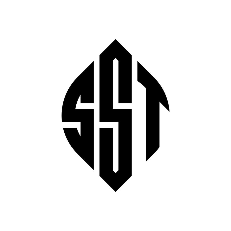 sst cirkel bokstavslogotyp design med cirkel och ellipsform. sst ellipsbokstäver med typografisk stil. de tre initialerna bildar en cirkellogotyp. sst cirkel emblem abstrakt monogram bokstav märke vektor. vektor