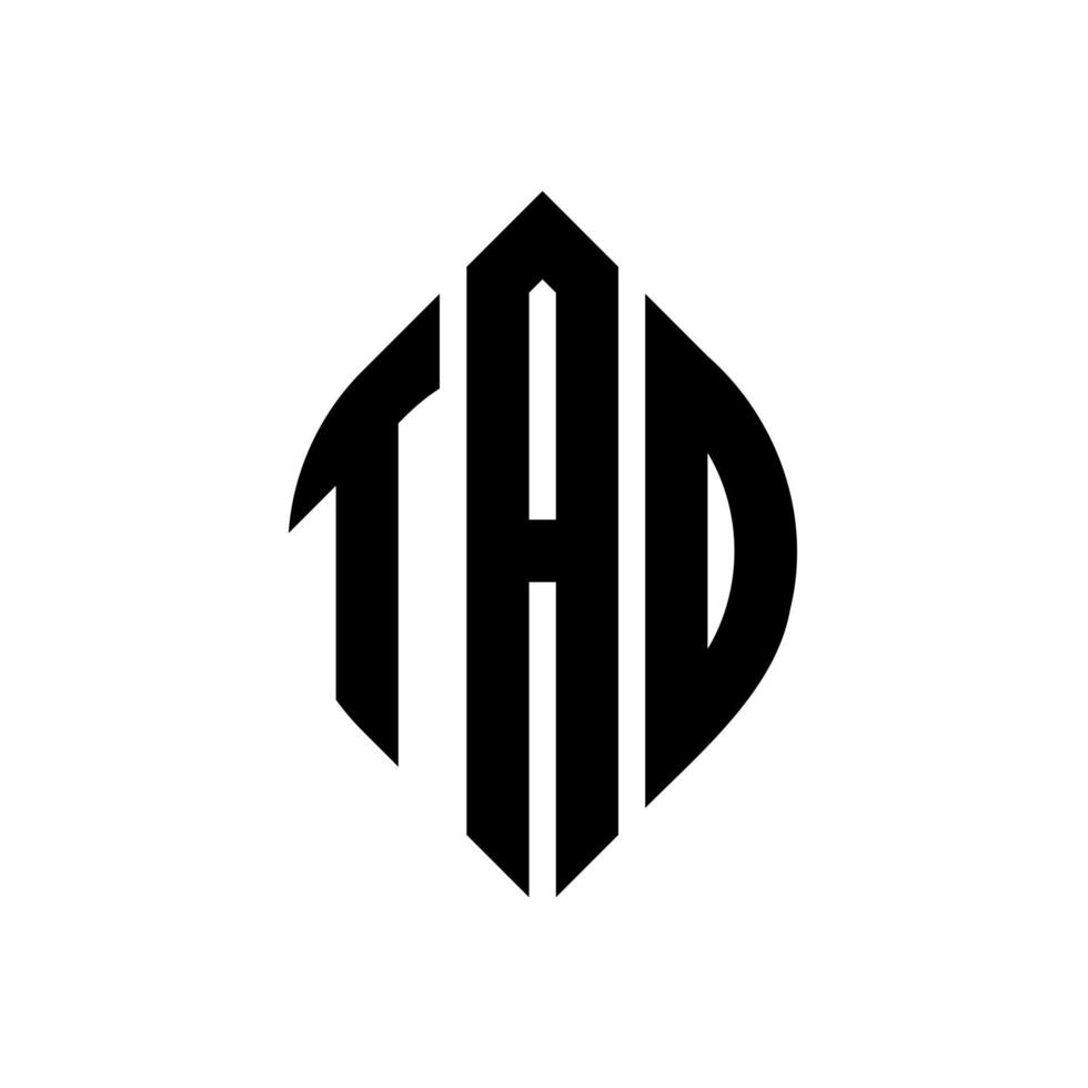 Tao-Kreis-Buchstaben-Logo-Design mit Kreis- und Ellipsenform. Tao-Ellipsenbuchstaben mit typografischem Stil. Die drei Initialen bilden ein Kreislogo. Tao-Kreis-Emblem abstrakter Monogramm-Buchstaben-Markierungsvektor. vektor