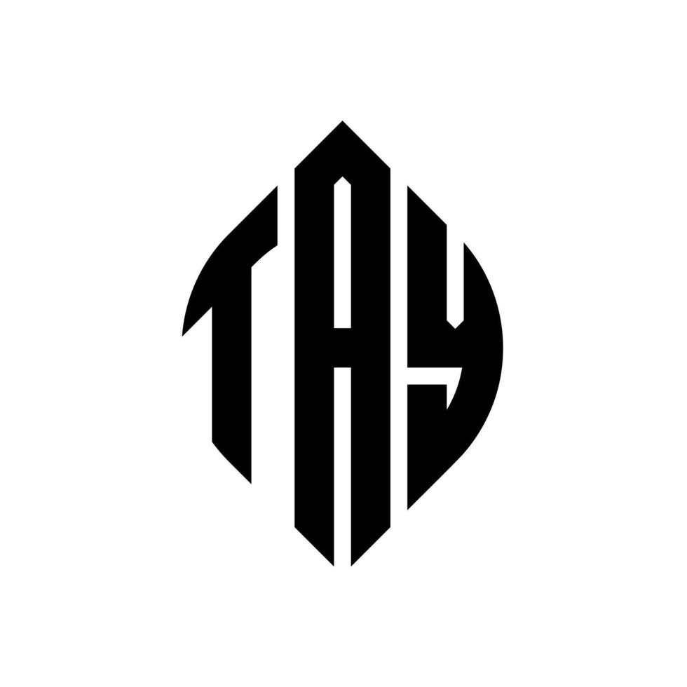 tay cirkel bokstavslogotyp design med cirkel och ellipsform. tay ellips bokstäver med typografisk stil. de tre initialerna bildar en cirkellogotyp. tay cirkel emblem abstrakt monogram brev märke vektor. vektor