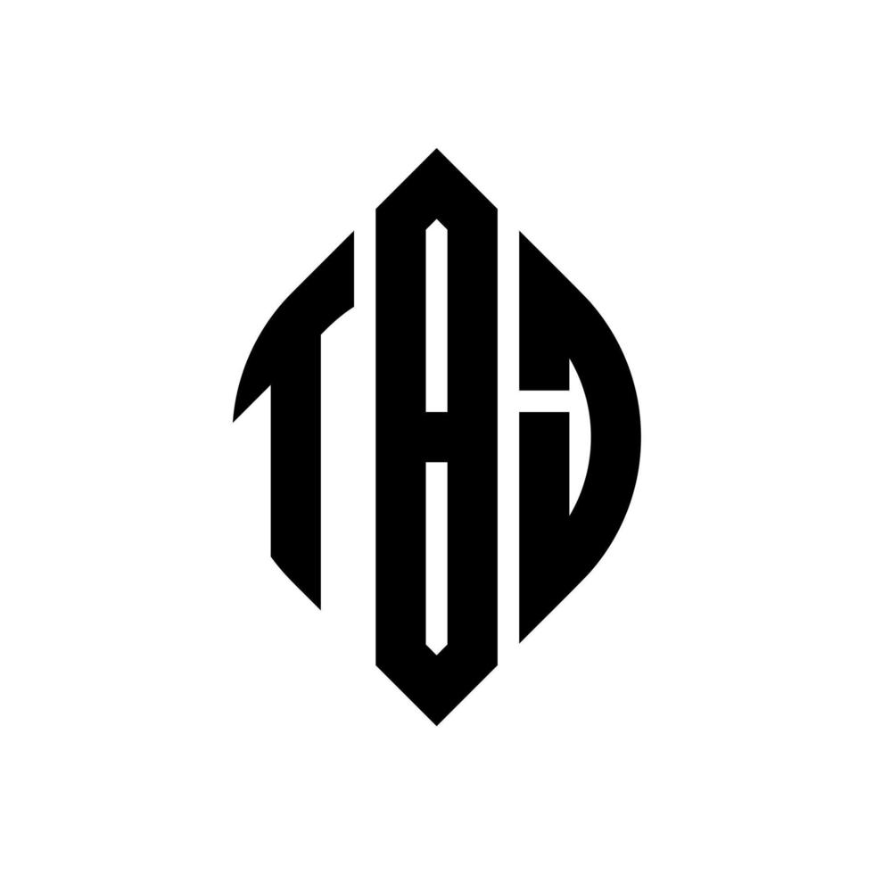 tbj-Kreisbuchstaben-Logo-Design mit Kreis- und Ellipsenform. tbj Ellipsenbuchstaben mit typografischem Stil. Die drei Initialen bilden ein Kreislogo. tbj Kreisemblem abstrakter Monogramm-Buchstabenmarkierungsvektor. vektor