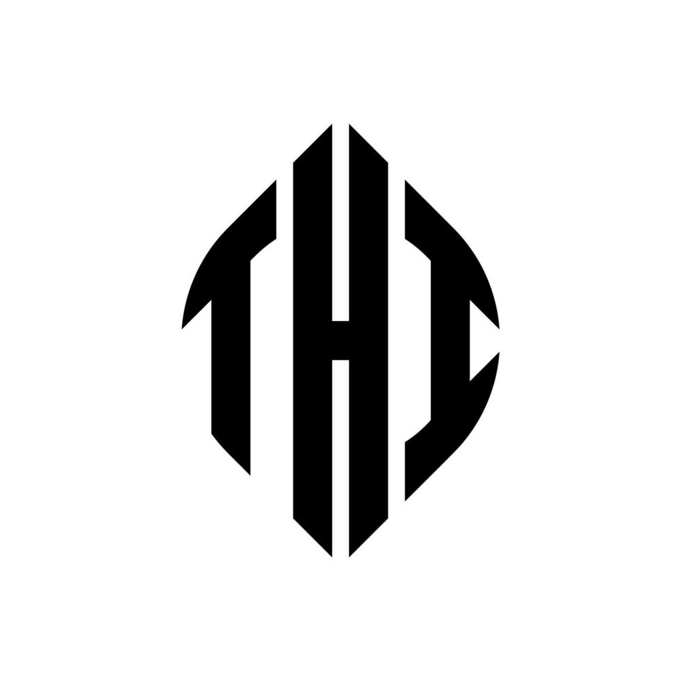 Thi-Kreis-Buchstaben-Logo-Design mit Kreis- und Ellipsenform. thi ellipsenbuchstaben mit typografischem stil. Die drei Initialen bilden ein Kreislogo. thi-Kreis-Emblem abstrakter Monogramm-Buchstaben-Markierungsvektor. vektor
