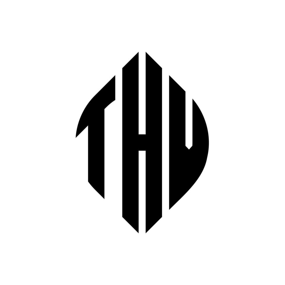 thv-Kreisbuchstaben-Logo-Design mit Kreis- und Ellipsenform. thv ellipsenbuchstaben mit typografischem stil. Die drei Initialen bilden ein Kreislogo. thv-Kreis-Emblem abstrakter Monogramm-Buchstaben-Markierungsvektor. vektor