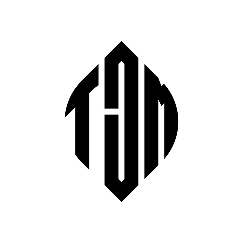 tjm-Kreisbuchstaben-Logo-Design mit Kreis- und Ellipsenform. tjm Ellipsenbuchstaben mit typografischem Stil. Die drei Initialen bilden ein Kreislogo. tjm Kreisemblem abstrakter Monogramm-Buchstabenmarkierungsvektor. vektor