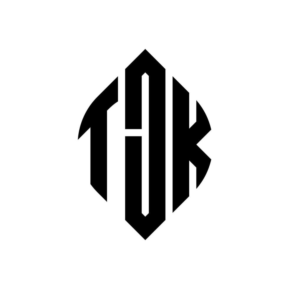 tjk cirkelbokstavslogotypdesign med cirkel och ellipsform. tjk ellipsbokstäver med typografisk stil. de tre initialerna bildar en cirkellogotyp. tjk cirkel emblem abstrakt monogram bokstav märke vektor. vektor