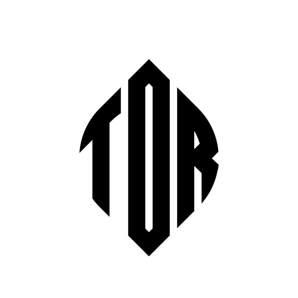 Tor-Kreis-Buchstaben-Logo-Design mit Kreis- und Ellipsenform. Tor-Ellipsenbuchstaben mit typografischem Stil. Die drei Initialen bilden ein Kreislogo. Tor-Kreis-Emblem abstrakter Monogramm-Buchstaben-Markenvektor. vektor