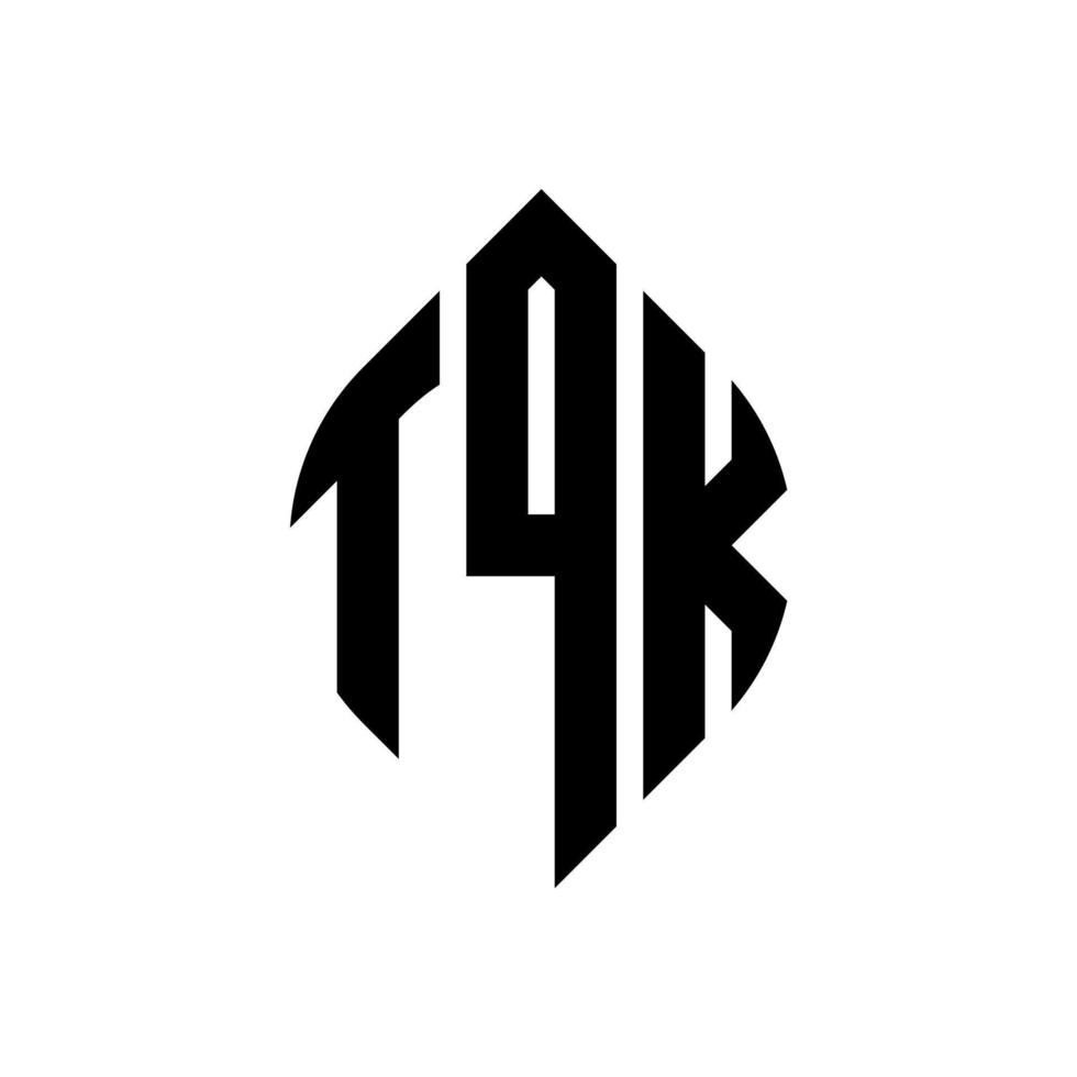 tqk-Kreisbuchstaben-Logo-Design mit Kreis- und Ellipsenform. tqk Ellipsenbuchstaben mit typografischem Stil. Die drei Initialen bilden ein Kreislogo. tqk-Kreis-Emblem abstrakter Monogramm-Buchstaben-Markierungsvektor. vektor