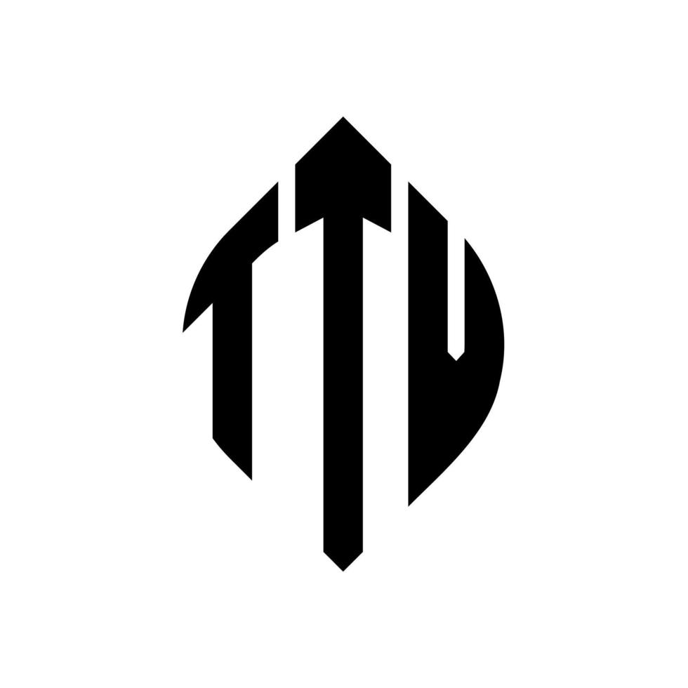 ttv-Kreisbuchstaben-Logo-Design mit Kreis- und Ellipsenform. ttv ellipsenbuchstaben mit typografischem stil. Die drei Initialen bilden ein Kreislogo. ttv Kreisemblem abstrakter Monogramm-Buchstabenmarkierungsvektor. vektor