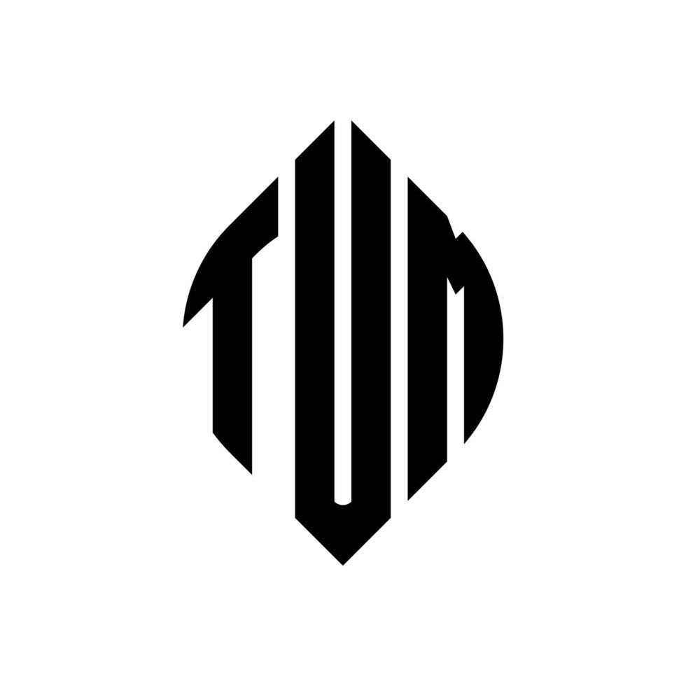 Tum-Kreis-Buchstaben-Logo-Design mit Kreis- und Ellipsenform. Tum-Ellipsenbuchstaben mit typografischem Stil. Die drei Initialen bilden ein Kreislogo. tum-Kreis-Emblem abstrakter Monogramm-Buchstaben-Markierungsvektor. vektor