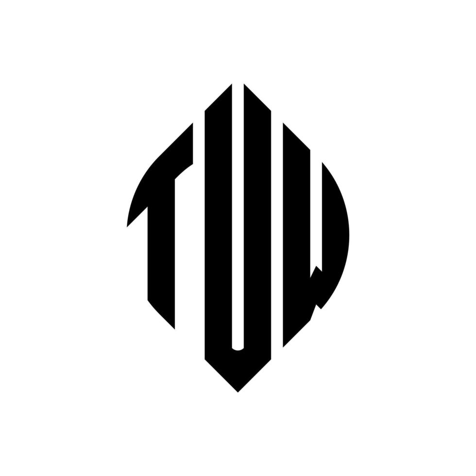 tuw-Kreis-Buchstaben-Logo-Design mit Kreis- und Ellipsenform. tuw ellipsenbuchstaben mit typografischem stil. Die drei Initialen bilden ein Kreislogo. tuw Kreisemblem abstrakter Monogramm-Buchstabenmarkierungsvektor. vektor