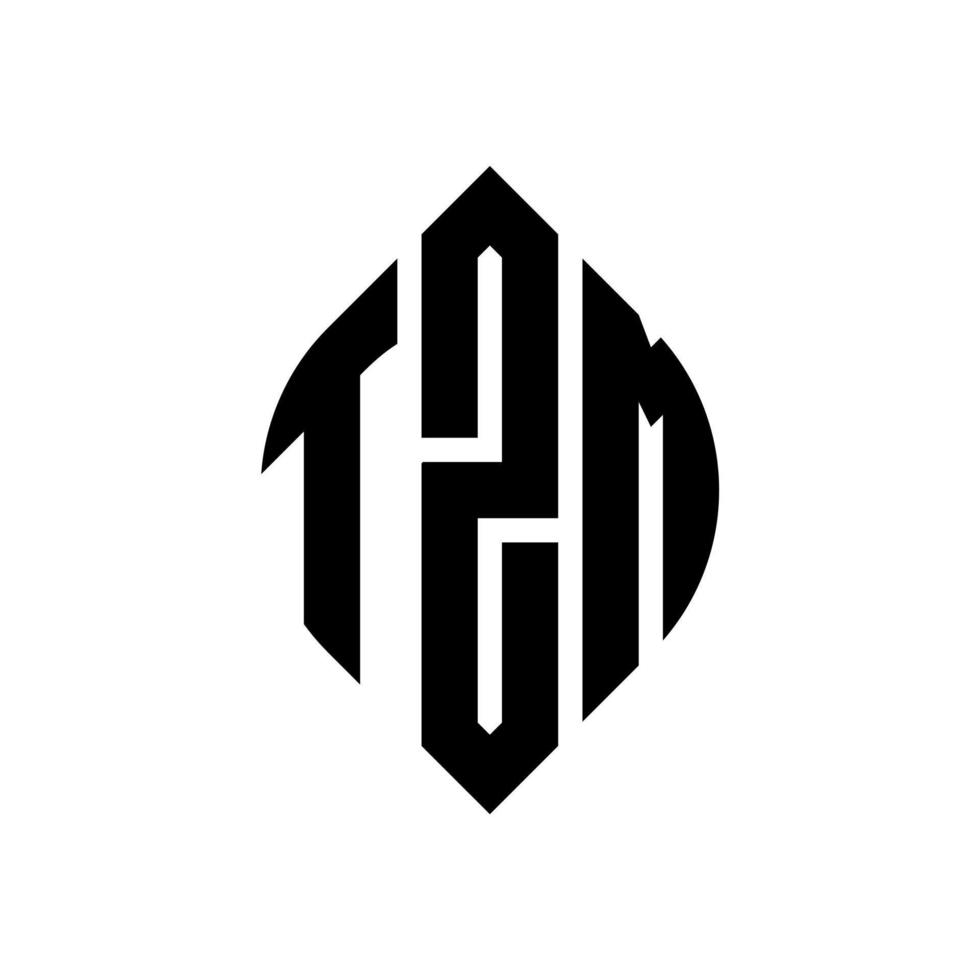 tzm-Kreisbuchstaben-Logo-Design mit Kreis- und Ellipsenform. tzm Ellipsenbuchstaben mit typografischem Stil. Die drei Initialen bilden ein Kreislogo. tzm Kreisemblem abstrakter Monogramm-Buchstabenmarkierungsvektor. vektor