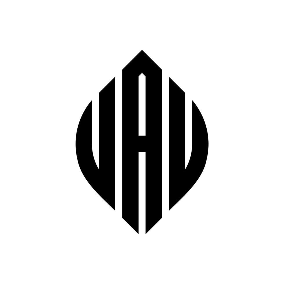 uau-Kreisbuchstaben-Logo-Design mit Kreis- und Ellipsenform. uau ellipsenbuchstaben mit typografischem stil. Die drei Initialen bilden ein Kreislogo. uau-Kreis-Emblem abstrakter Monogramm-Buchstaben-Markierungsvektor. vektor