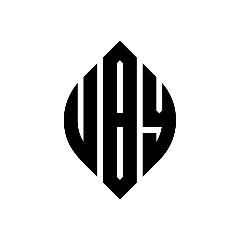 Uby-Kreisbuchstaben-Logo-Design mit Kreis- und Ellipsenform. uby ellipsenbuchstaben mit typografischem stil. Die drei Initialen bilden ein Kreislogo. Uby-Kreis-Emblem abstrakter Monogramm-Buchstaben-Markierungsvektor. vektor