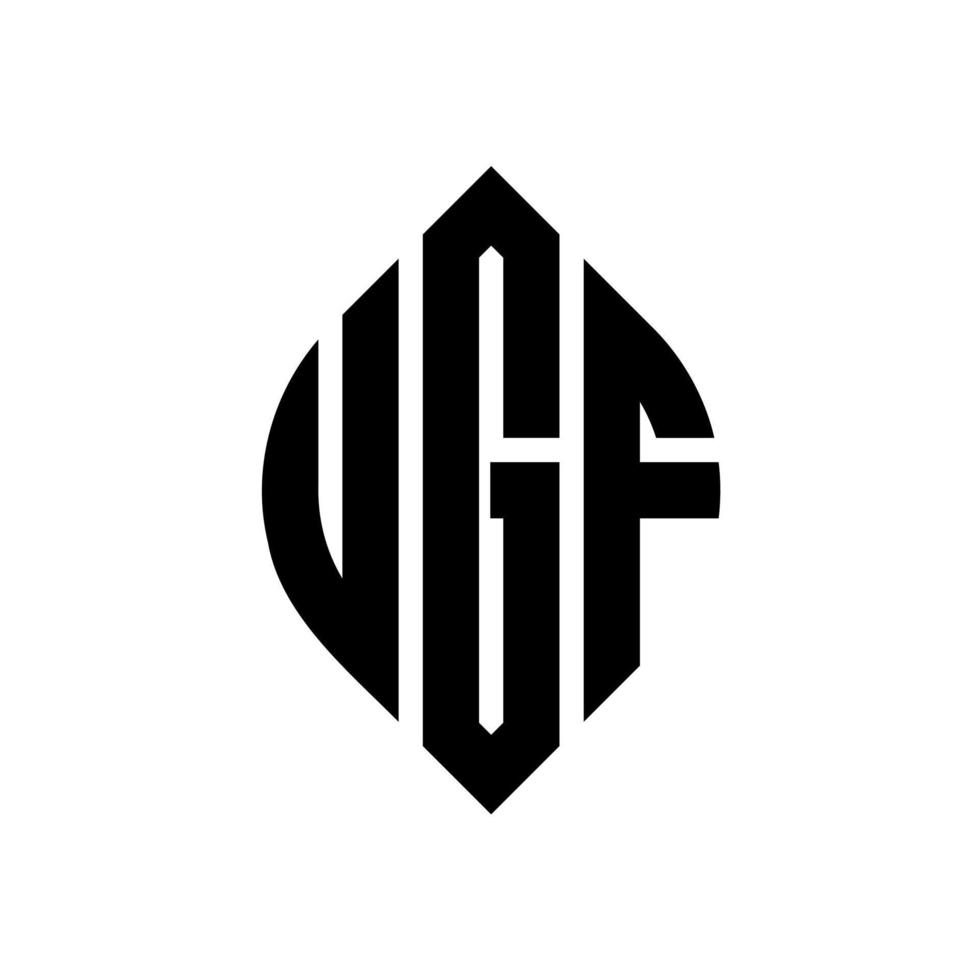 ugf-Kreisbuchstaben-Logo-Design mit Kreis- und Ellipsenform. ugf ellipsenbuchstaben mit typografischem stil. Die drei Initialen bilden ein Kreislogo. ugf-Kreis-Emblem abstrakter Monogramm-Buchstaben-Markierungsvektor. vektor