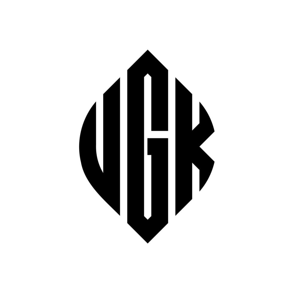 ugk cirkel bokstavslogotyp design med cirkel och ellipsform. ugk ellipsbokstäver med typografisk stil. de tre initialerna bildar en cirkellogotyp. ugk cirkel emblem abstrakt monogram bokstav märke vektor. vektor