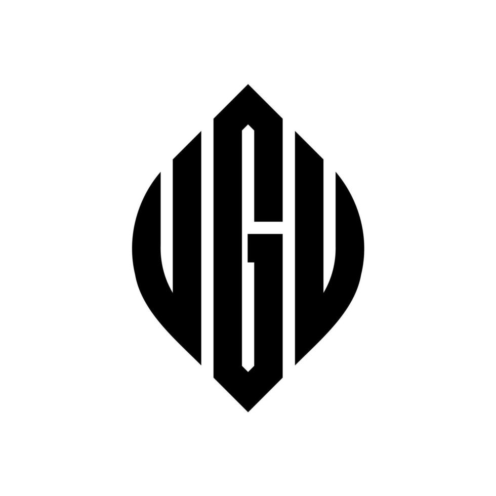 ugu-Kreisbuchstabe-Logo-Design mit Kreis- und Ellipsenform. ugu-Ellipsenbuchstaben mit typografischem Stil. Die drei Initialen bilden ein Kreislogo. ugu-Kreis-Emblem abstrakter Monogramm-Buchstaben-Markierungsvektor. vektor