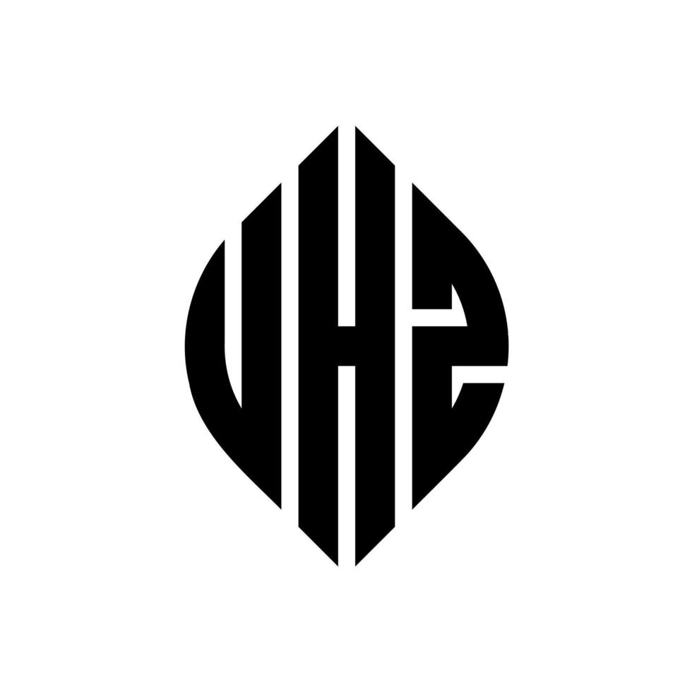 uhz-Kreisbuchstaben-Logo-Design mit Kreis- und Ellipsenform. uhz-ellipsenbuchstaben mit typografischem stil. Die drei Initialen bilden ein Kreislogo. Uhz-Kreis-Emblem abstrakter Monogramm-Buchstaben-Markierungsvektor. vektor