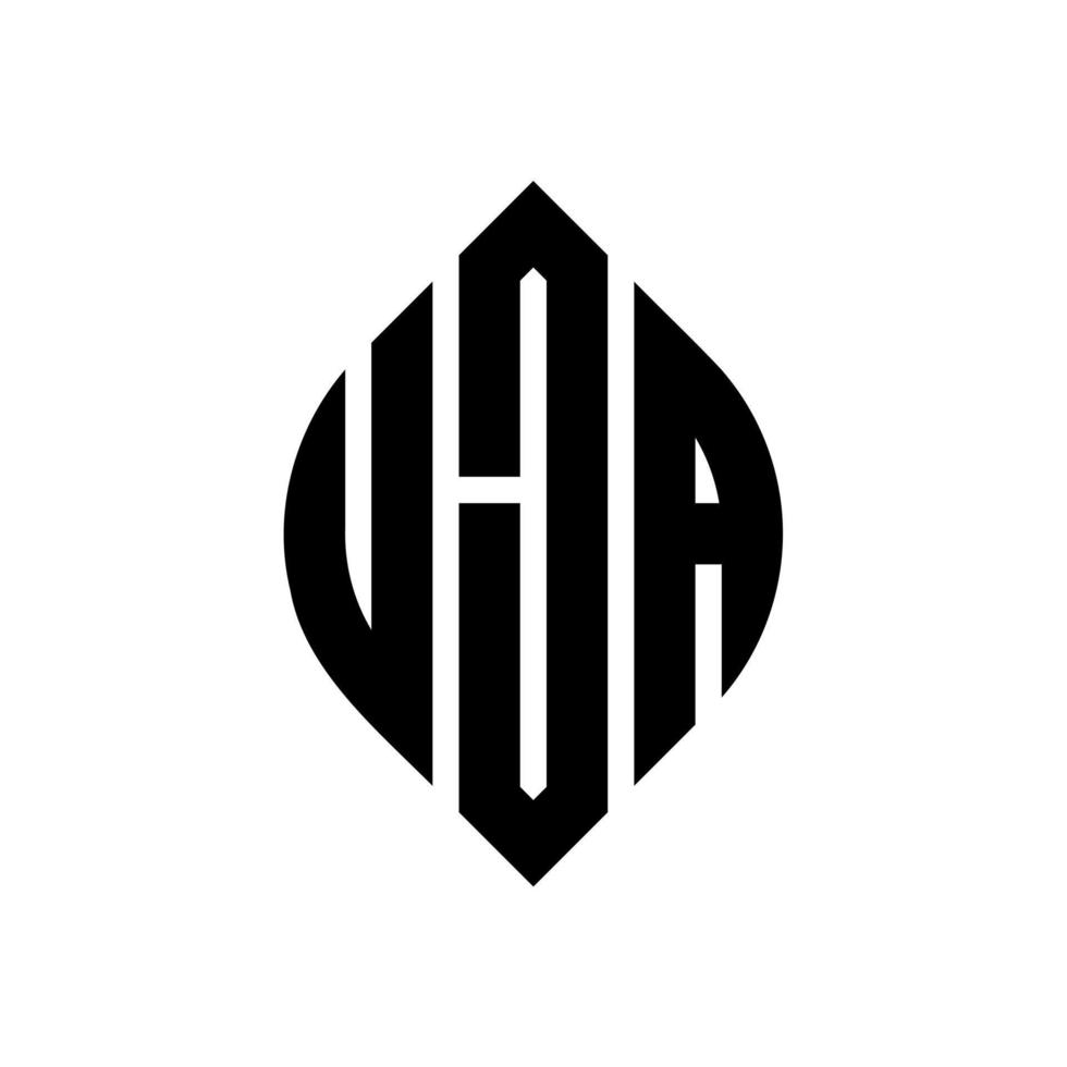 Uja-Kreis-Buchstaben-Logo-Design mit Kreis- und Ellipsenform. Uja-Ellipsenbuchstaben mit typografischem Stil. Die drei Initialen bilden ein Kreislogo. Uja-Kreis-Emblem abstrakter Monogramm-Buchstaben-Markierungsvektor. vektor