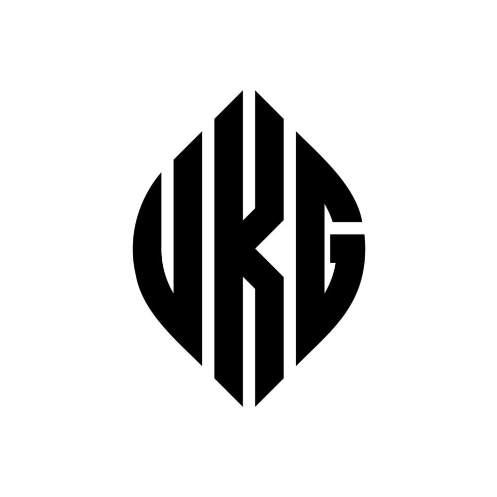 ukg cirkelbokstavslogotypdesign med cirkel- och ellipsform. ukg ellipsbokstäver med typografisk stil. de tre initialerna bildar en cirkellogotyp. Ukg cirkel emblem abstrakt monogram brev märke vektor. vektor