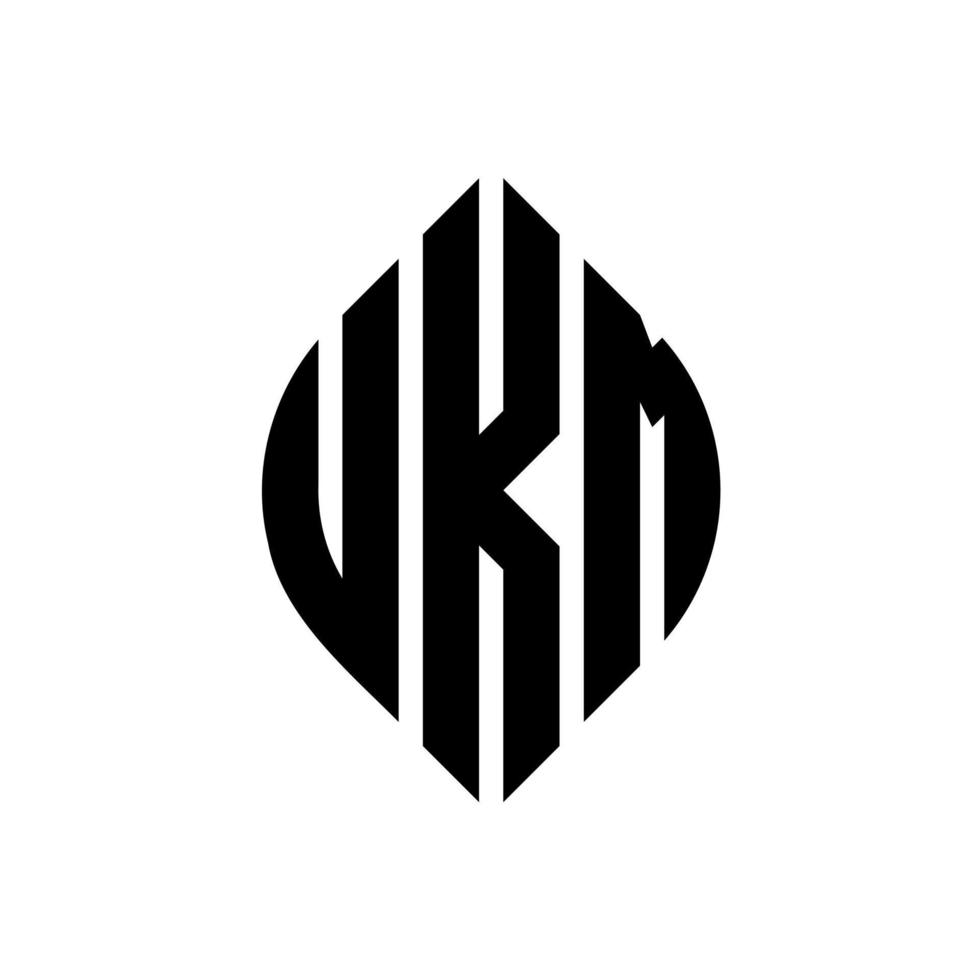 ukm cirkelbokstavslogotypdesign med cirkel- och ellipsform. ukm ellipsbokstäver med typografisk stil. de tre initialerna bildar en cirkellogotyp. ukm cirkel emblem abstrakt monogram bokstav märke vektor. vektor