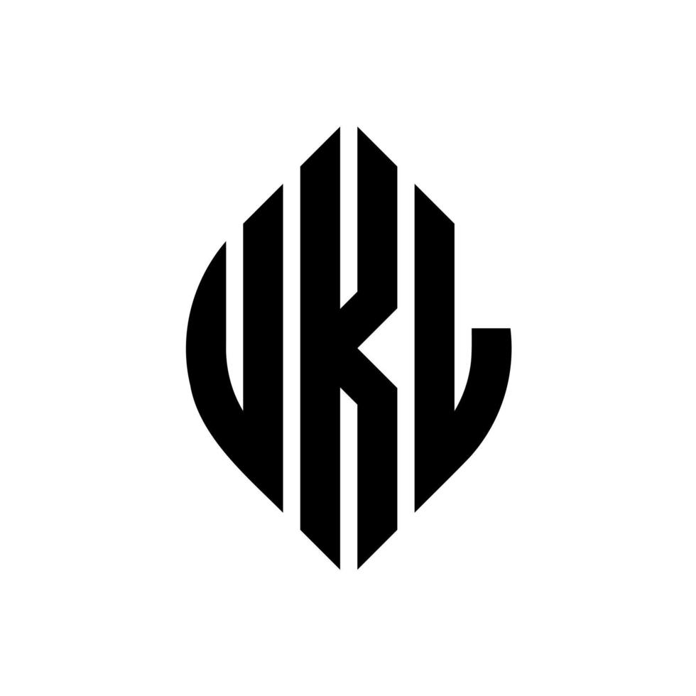 ukl-Kreisbuchstaben-Logo-Design mit Kreis- und Ellipsenform. ukl-ellipsenbuchstaben mit typografischem stil. Die drei Initialen bilden ein Kreislogo. ukl-Kreis-Emblem abstrakter Monogramm-Buchstaben-Markierungsvektor. vektor