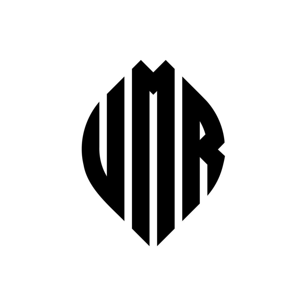 umr-Kreis-Buchstaben-Logo-Design mit Kreis- und Ellipsenform. Umr Ellipsenbuchstaben mit typografischem Stil. Die drei Initialen bilden ein Kreislogo. Umr-Kreis-Emblem abstrakter Monogramm-Buchstaben-Markenvektor. vektor