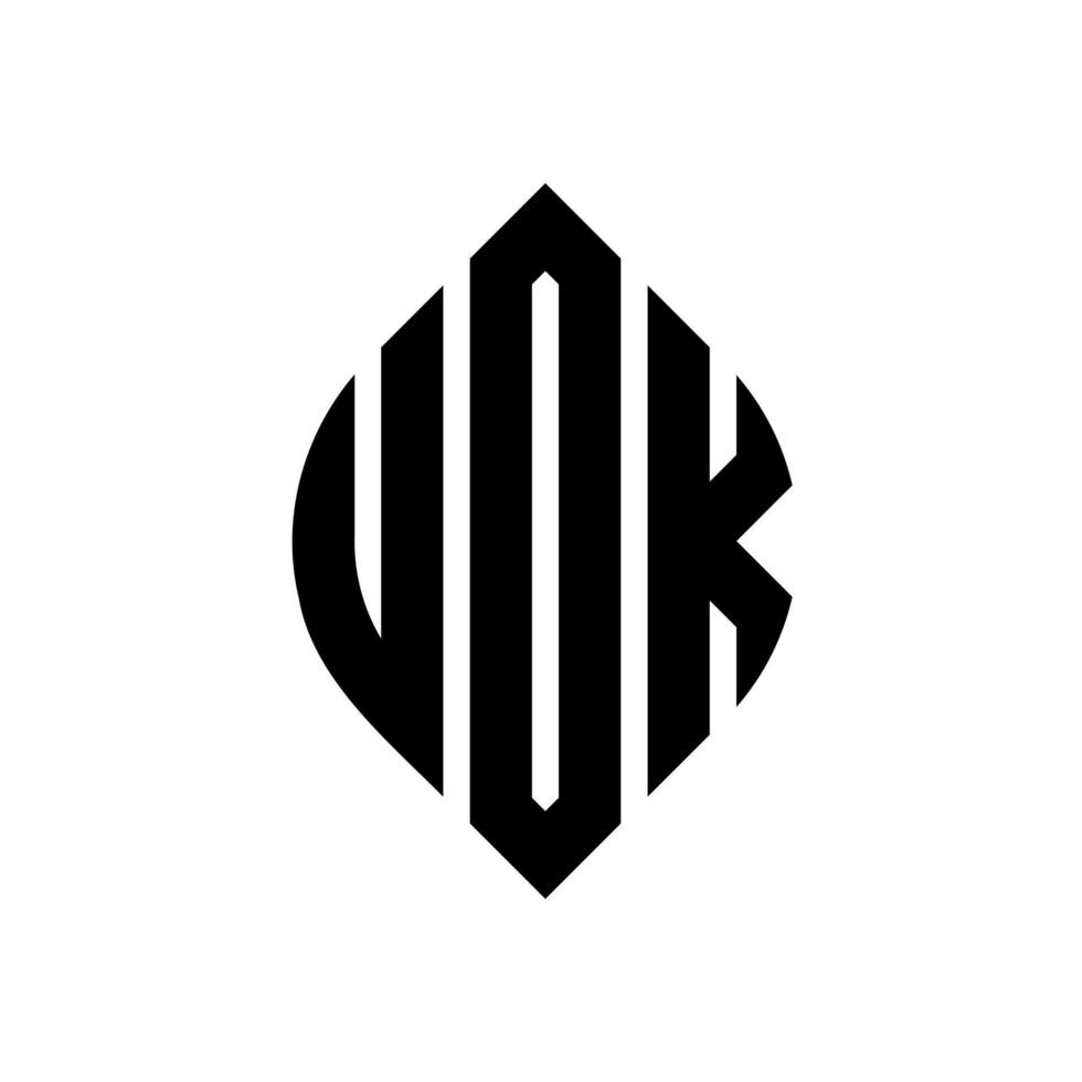 uok cirkelbokstavslogotypdesign med cirkel- och ellipsform. uok ellipsbokstäver med typografisk stil. de tre initialerna bildar en cirkellogotyp. uok cirkel emblem abstrakt monogram bokstav märke vektor. vektor