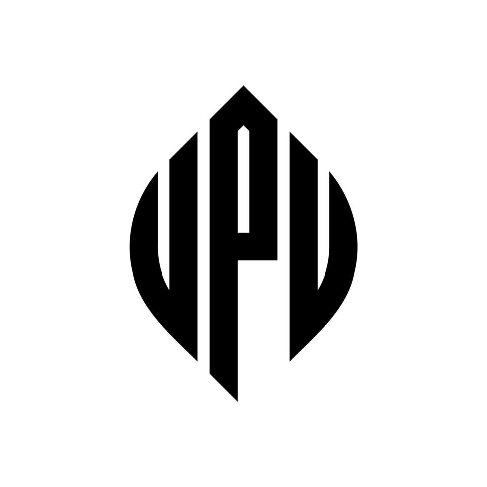 Upu-Kreisbuchstaben-Logo-Design mit Kreis- und Ellipsenform. Upu-Ellipsenbuchstaben mit typografischem Stil. Die drei Initialen bilden ein Kreislogo. Upu-Kreis-Emblem abstrakter Monogramm-Buchstaben-Markierungsvektor. vektor