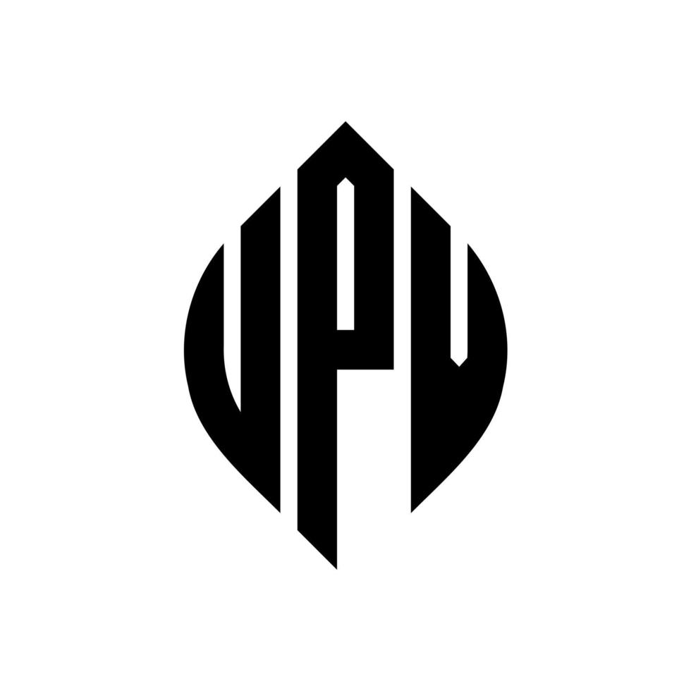 Upv-Kreisbuchstaben-Logo-Design mit Kreis- und Ellipsenform. Upv-Ellipsenbuchstaben mit typografischem Stil. Die drei Initialen bilden ein Kreislogo. Upv-Kreis-Emblem abstrakter Monogramm-Buchstaben-Markenvektor. vektor