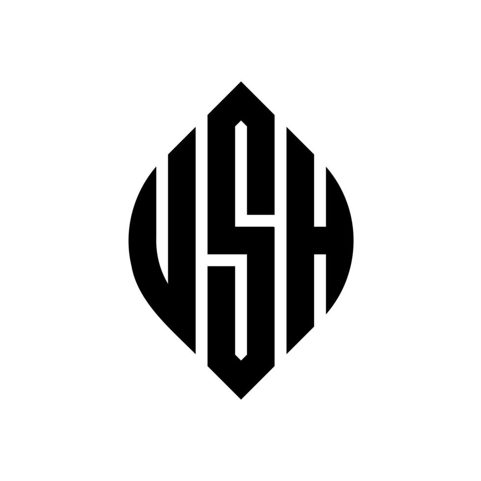 Usch-Kreis-Buchstaben-Logo-Design mit Kreis- und Ellipsenform. ush ellipsenbuchstaben mit typografischem stil. Die drei Initialen bilden ein Kreislogo. Usch-Kreis-Emblem abstrakter Monogramm-Buchstaben-Markenvektor. vektor