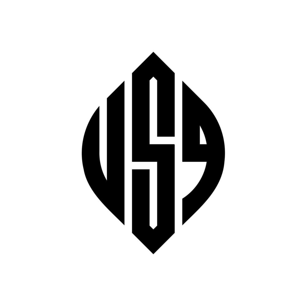 usq-Kreisbuchstaben-Logo-Design mit Kreis- und Ellipsenform. usq Ellipsenbuchstaben mit typografischem Stil. Die drei Initialen bilden ein Kreislogo. usq-Kreis-Emblem abstrakter Monogramm-Buchstaben-Markenvektor. vektor