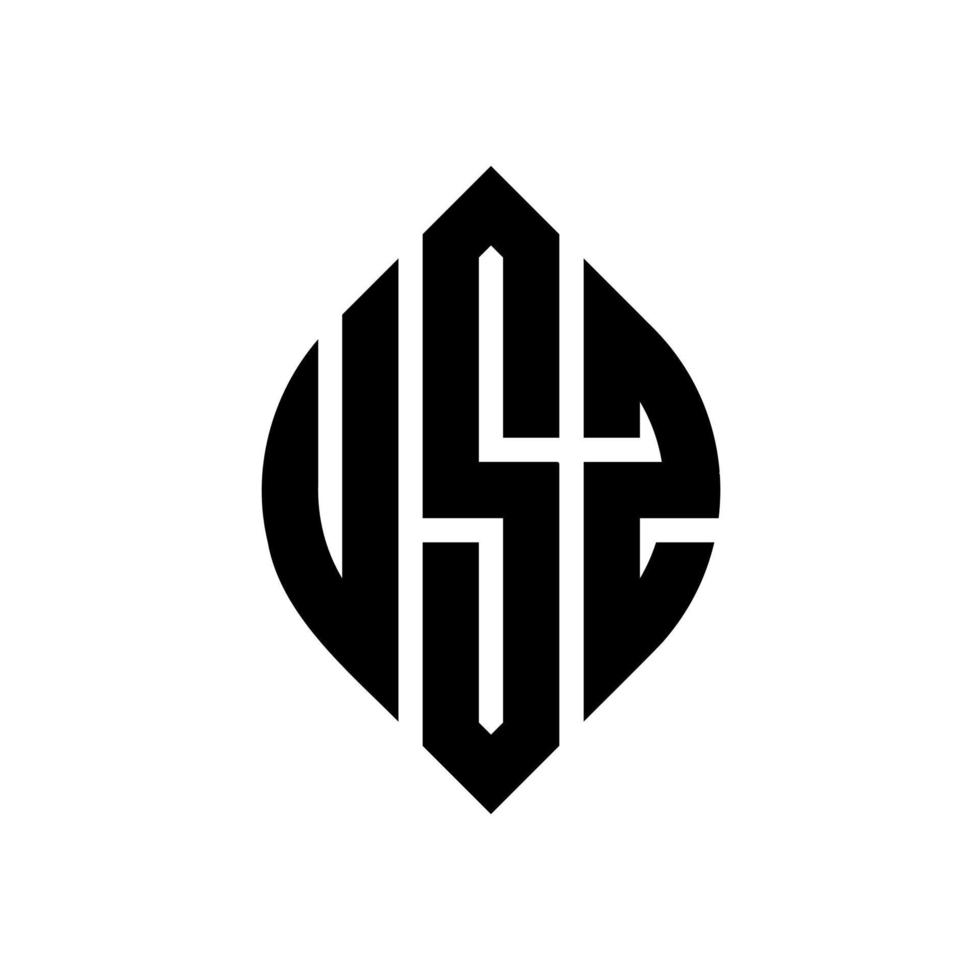 usz-Kreisbuchstaben-Logo-Design mit Kreis- und Ellipsenform. usz ellipsenbuchstaben mit typografischem stil. Die drei Initialen bilden ein Kreislogo. usz-Kreis-Emblem abstrakter Monogramm-Buchstaben-Markierungsvektor. vektor