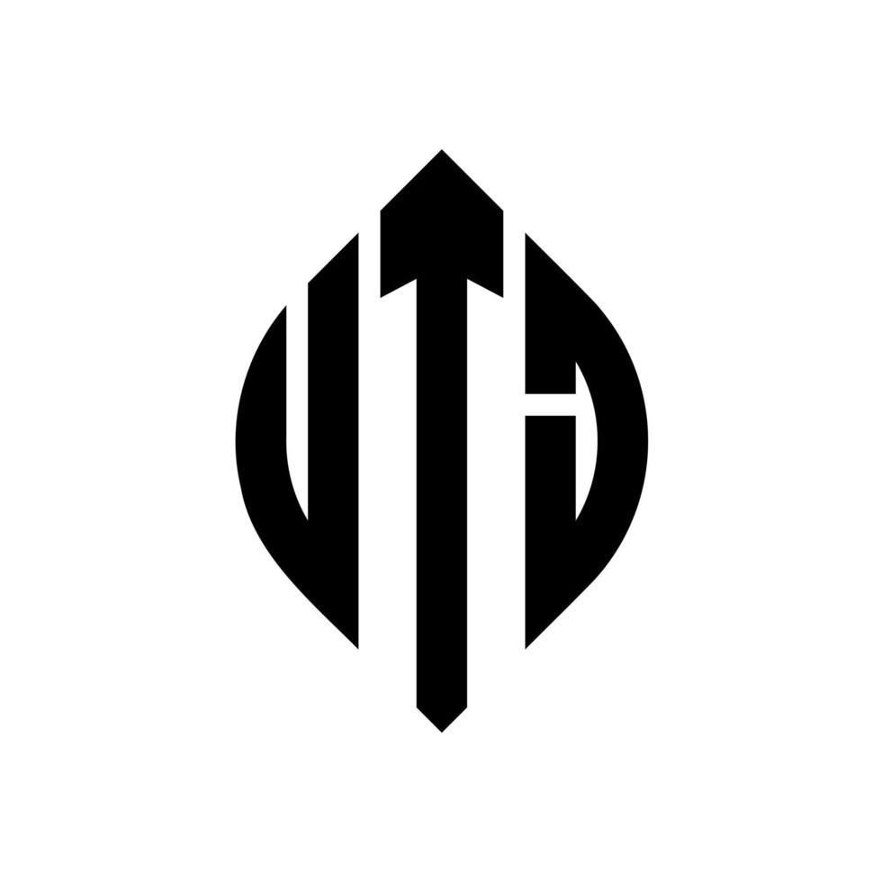 utj-Kreisbuchstaben-Logo-Design mit Kreis- und Ellipsenform. utj Ellipsenbuchstaben mit typografischem Stil. Die drei Initialen bilden ein Kreislogo. utj-Kreis-Emblem abstrakter Monogramm-Buchstaben-Markierungsvektor. vektor