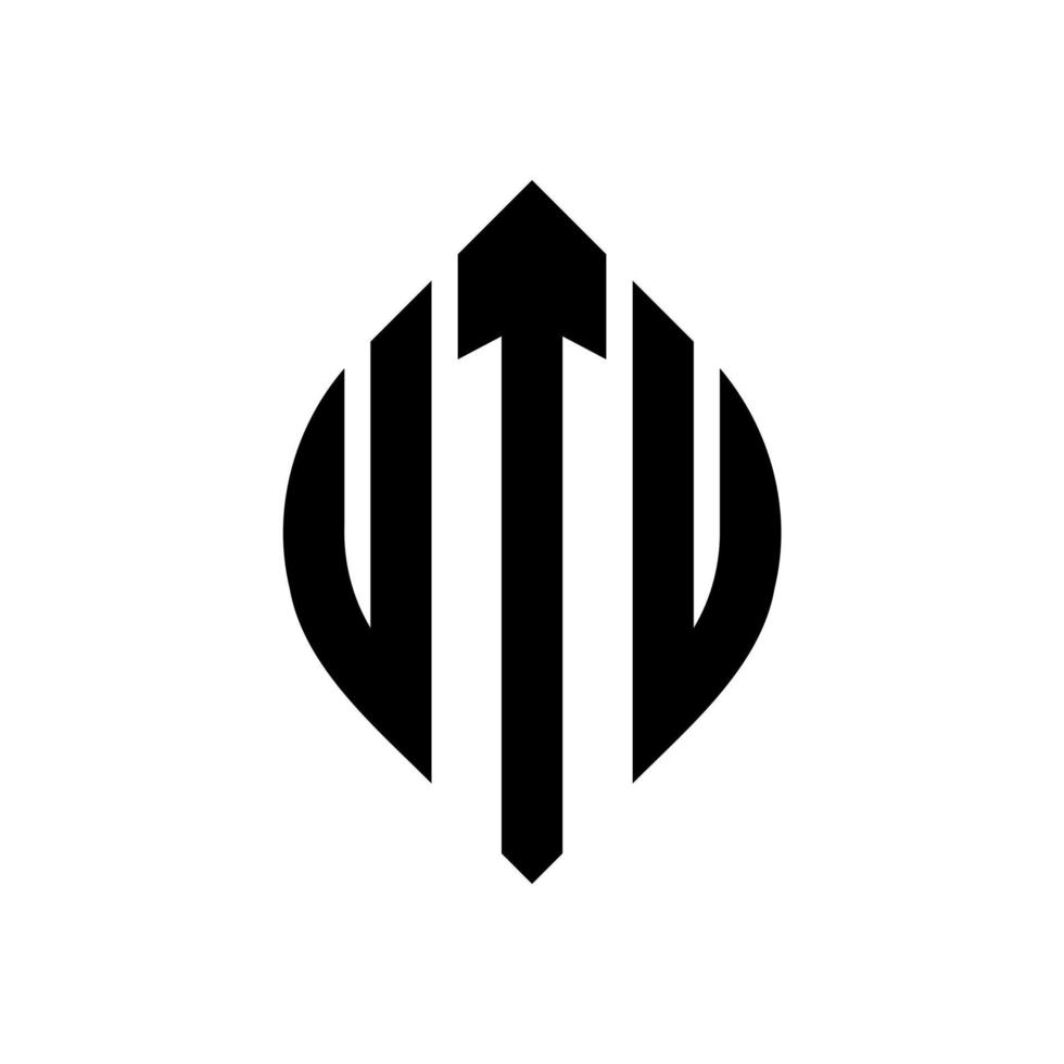 utu-Kreis-Buchstaben-Logo-Design mit Kreis- und Ellipsenform. utu Ellipsenbuchstaben mit typografischem Stil. Die drei Initialen bilden ein Kreislogo. Utu-Kreis-Emblem abstrakter Monogramm-Buchstaben-Markierungsvektor. vektor