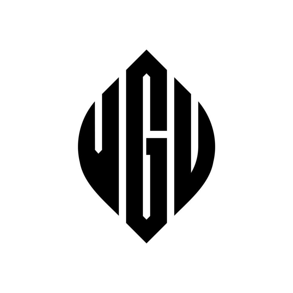 vgu-Kreisbuchstaben-Logo-Design mit Kreis- und Ellipsenform. VGU-Ellipsenbuchstaben mit typografischem Stil. Die drei Initialen bilden ein Kreislogo. vgu-Kreis-Emblem abstrakter Monogramm-Buchstaben-Markenvektor. vektor