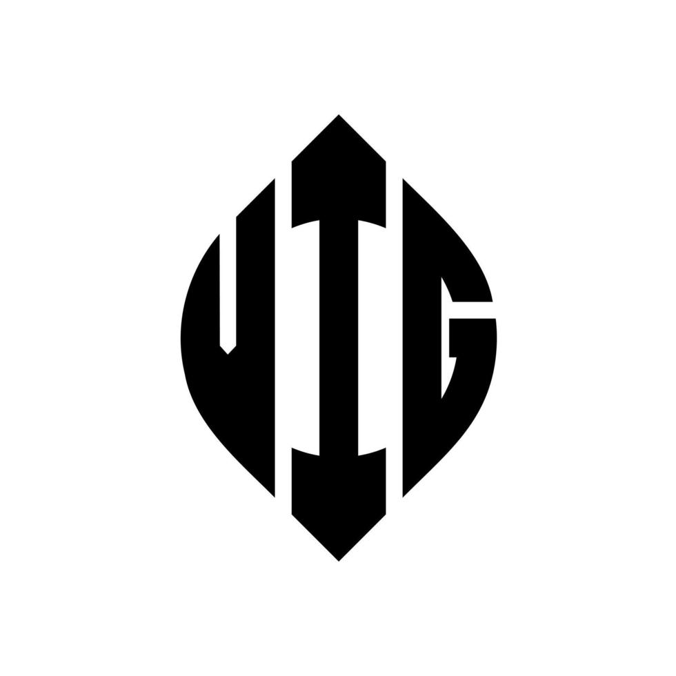 Vig-Kreis-Buchstaben-Logo-Design mit Kreis- und Ellipsenform. Vig-Ellipsenbuchstaben mit typografischem Stil. Die drei Initialen bilden ein Kreislogo. Vig-Kreis-Emblem abstrakter Monogramm-Buchstaben-Markierungsvektor. vektor