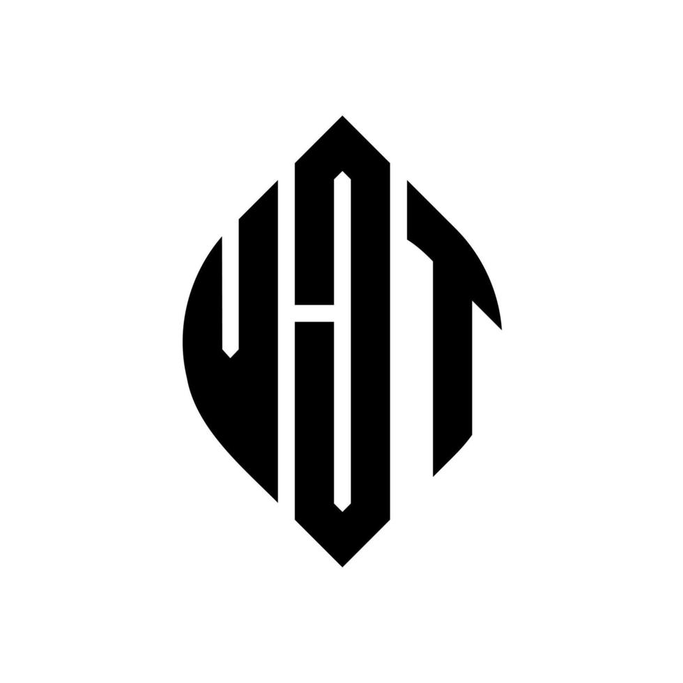 vjt-Kreisbuchstaben-Logo-Design mit Kreis- und Ellipsenform. vjt Ellipsenbuchstaben mit typografischem Stil. Die drei Initialen bilden ein Kreislogo. vjt Kreisemblem abstrakter Monogramm-Buchstabenmarkierungsvektor. vektor