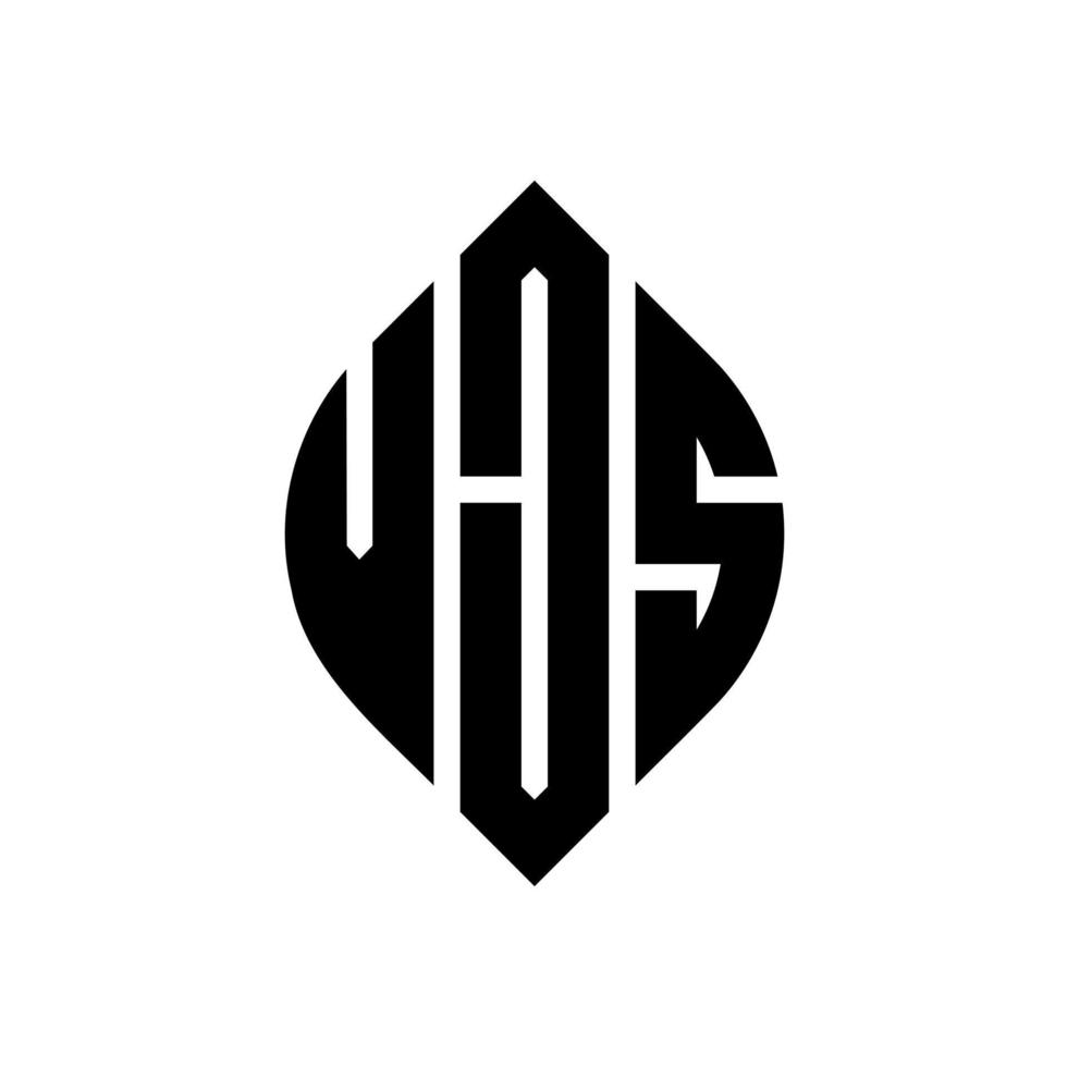 Vjs-Kreisbuchstaben-Logo-Design mit Kreis- und Ellipsenform. vjs Ellipsenbuchstaben mit typografischem Stil. Die drei Initialen bilden ein Kreislogo. vjs Kreisemblem abstrakter Monogramm-Buchstabenmarkierungsvektor. vektor