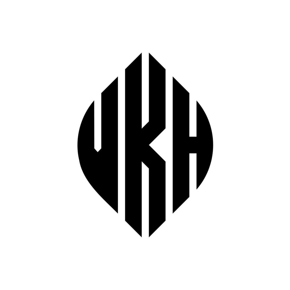 vkh-Kreisbuchstaben-Logo-Design mit Kreis- und Ellipsenform. vkh Ellipsenbuchstaben mit typografischem Stil. Die drei Initialen bilden ein Kreislogo. vkh Kreisemblem abstrakter Monogramm-Buchstabenmarkierungsvektor. vektor