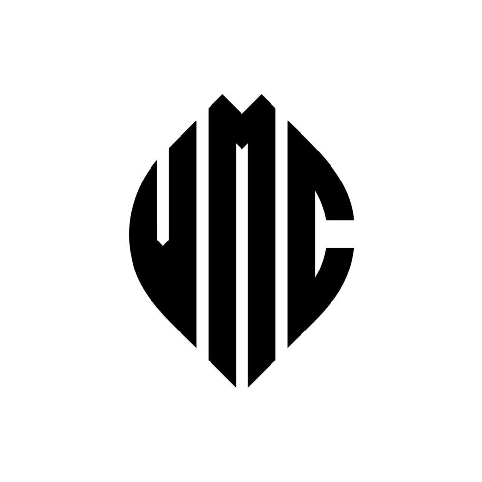 vmc-Kreisbuchstaben-Logo-Design mit Kreis- und Ellipsenform. vmc Ellipsenbuchstaben mit typografischem Stil. Die drei Initialen bilden ein Kreislogo. vmc-Kreis-Emblem abstrakter Monogramm-Buchstaben-Markierungsvektor. vektor