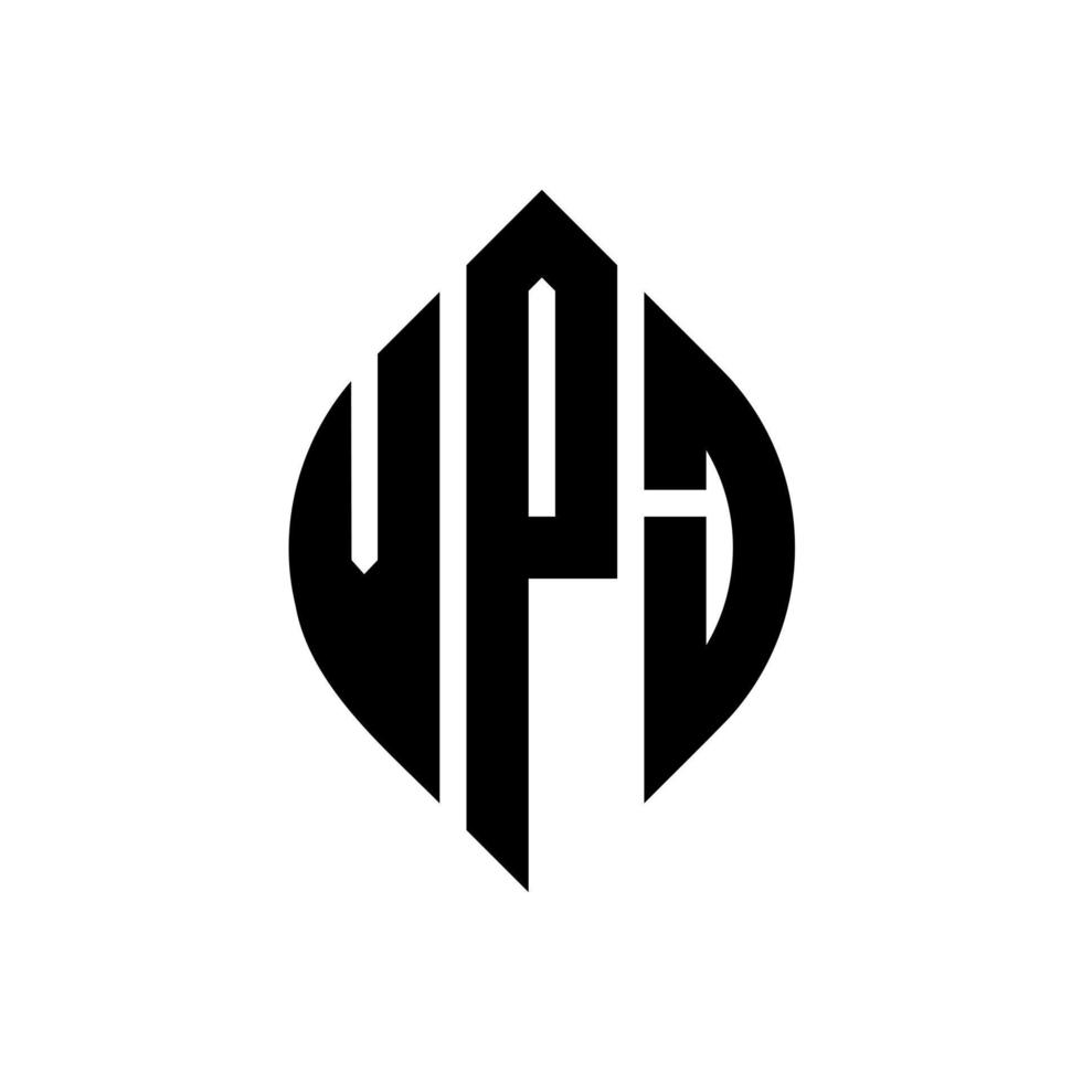vpj-Kreisbuchstaben-Logo-Design mit Kreis- und Ellipsenform. vpj Ellipsenbuchstaben mit typografischem Stil. Die drei Initialen bilden ein Kreislogo. vpj Kreisemblem abstrakter Monogramm-Buchstabenmarkierungsvektor. vektor